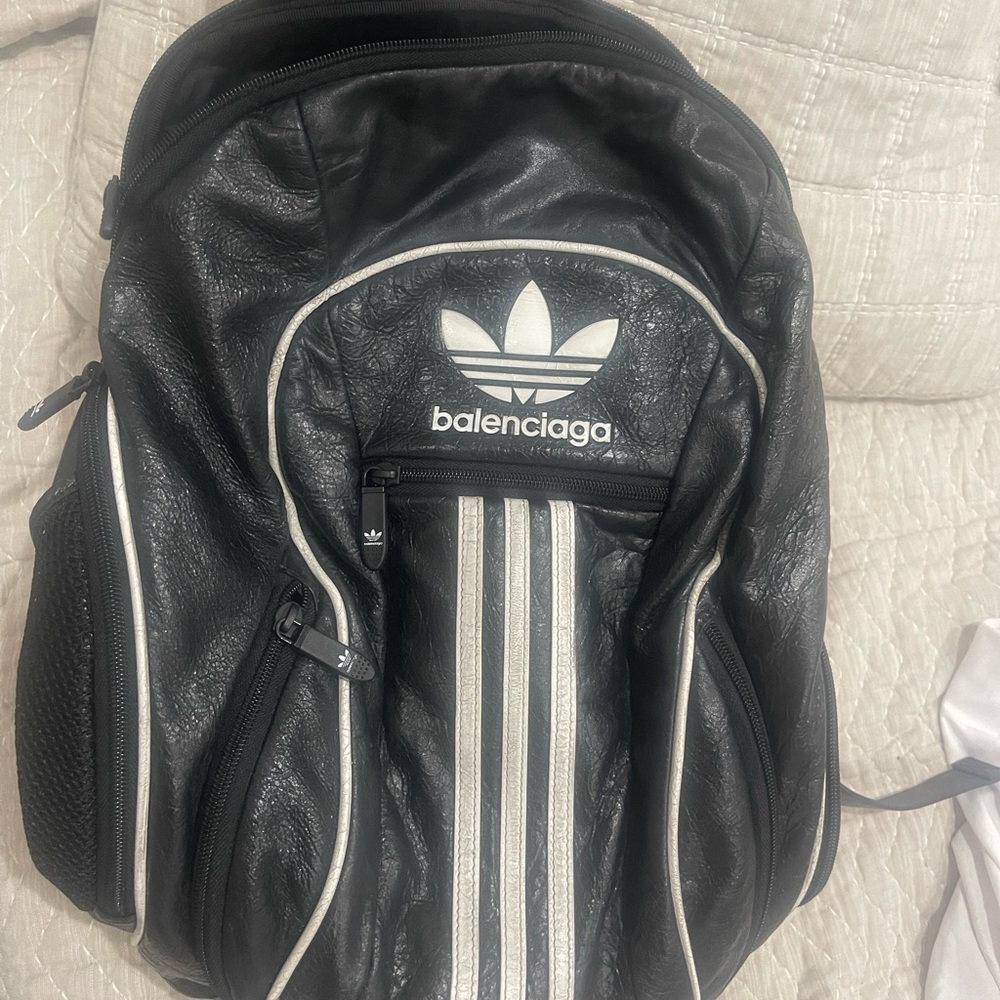 Balenciago and addidas large leather luxurious backpack very rare dustbag tags